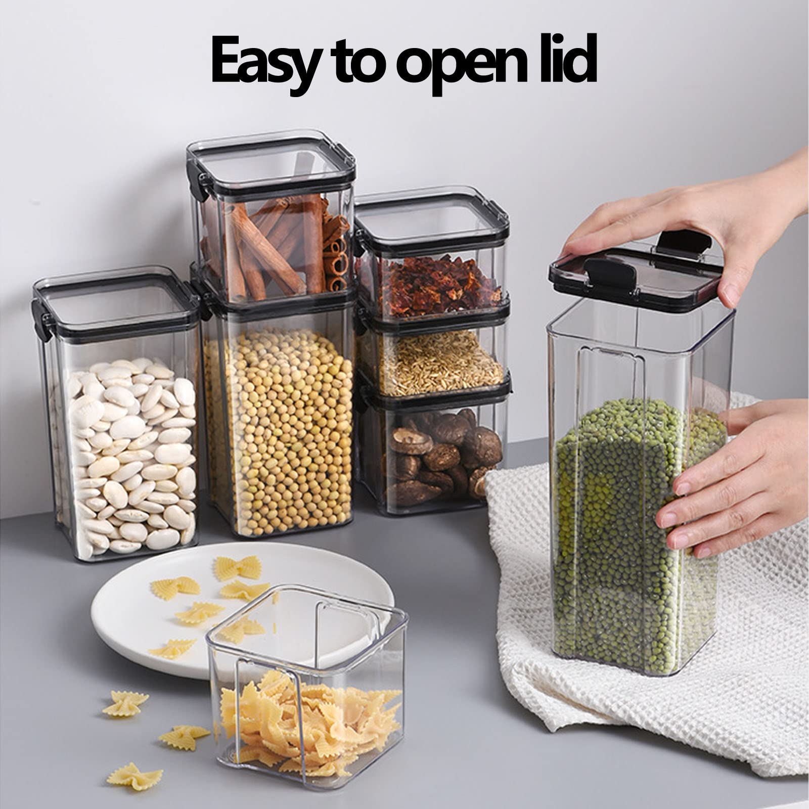 LANMOU Contenitori Alimentari per Cereali Set 8 Pezzi, Contenitori Ermetici Alimentari Plastica con Coperchio per Alimenti Set, Utilizzato per la Conservazione di Cereali, Muesli, Farina (Upgrades)