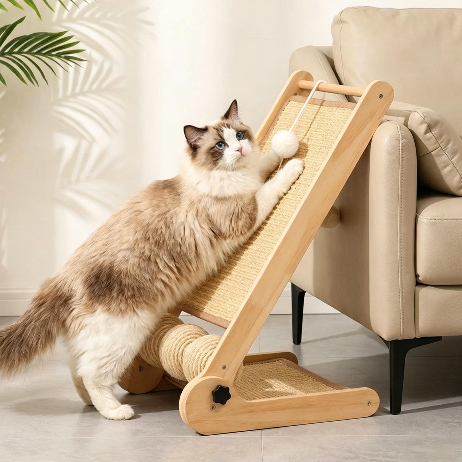 L-Shaped Cat Scratching Board 60cm, Interactive Sisal Cat Scratcher