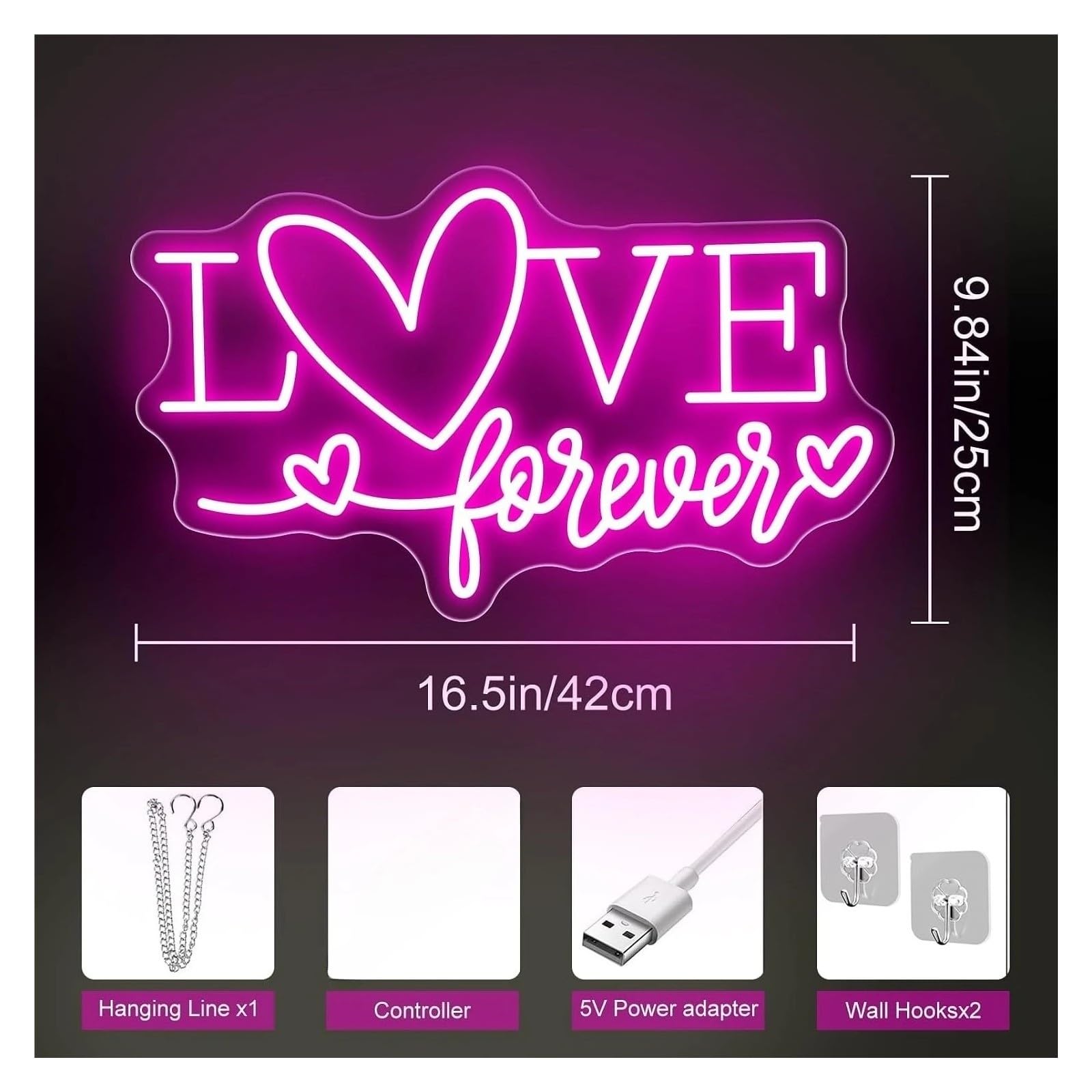 néon signe Enseigne Néon LED"I Love Forever Heart"
