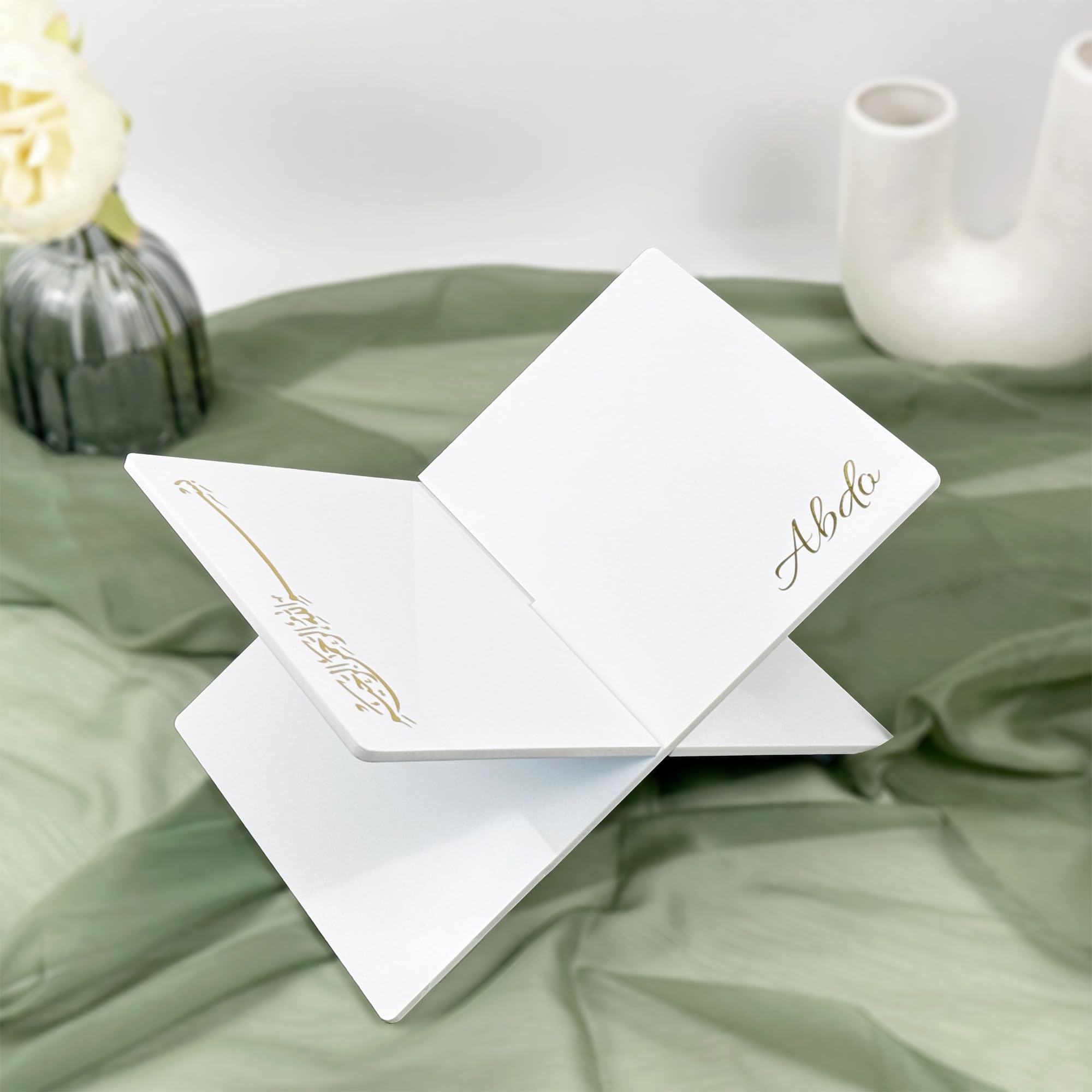 Support de Coran | Table de lecture coranique blanc et or - Cadeau islamique unique et élégant | Cadeau de mariage islamique - Cadeau Ramadan et Aïd