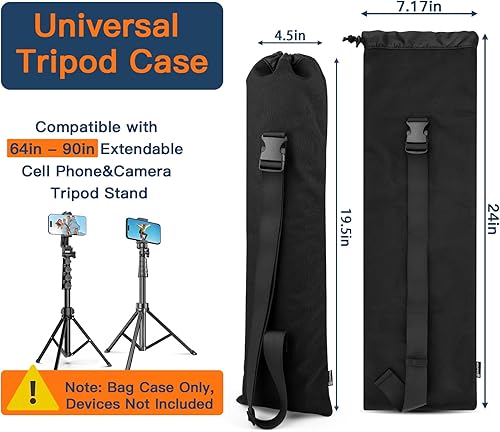 Miniatura 2 de Funda de transporte de viaje para trípode de teléfono y palo de selfie, bolsa de almacenamiento de trípode de nailon con correa compatible con