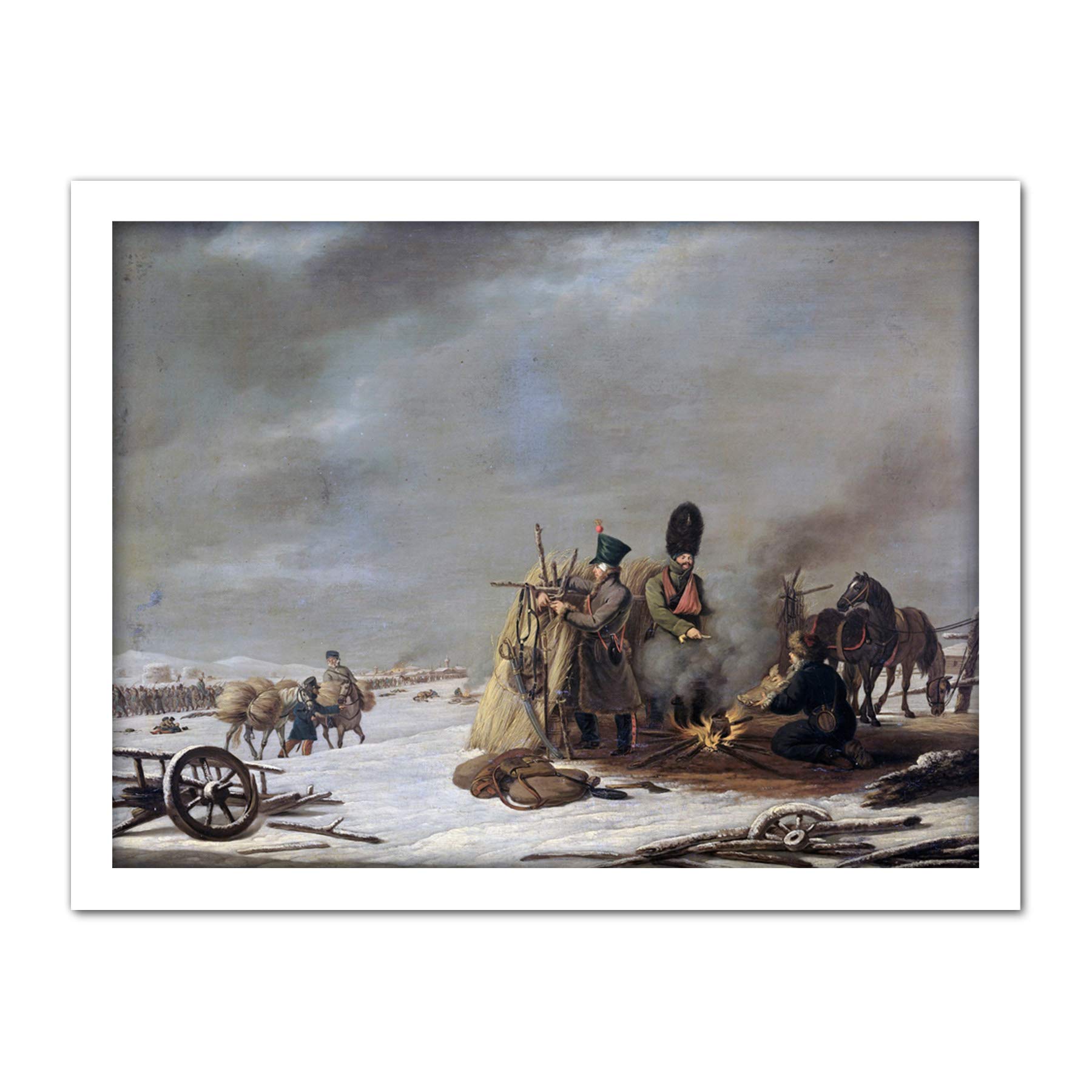 Artery8 Hari 1812 Napoleon'S Retreat From Russia Painting Artwork Framed Wall Art Print 18X24 Inch