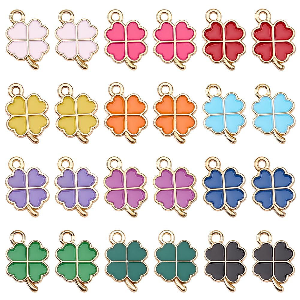 Trèfle à quatre feuilles en alliage et émail de qualité supérieure pour bijoux artisanaux