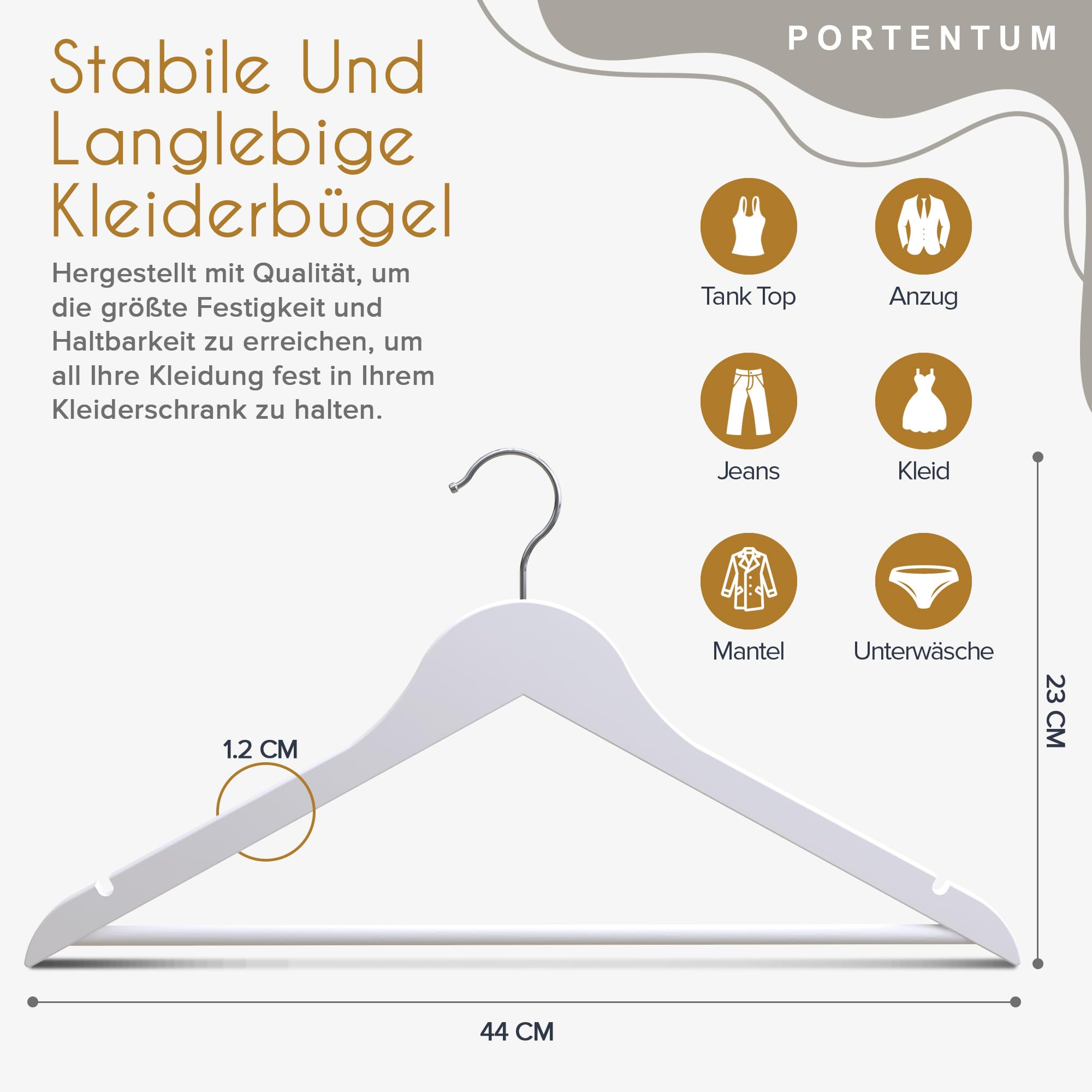 10 Weiße Kleiderbügel Aus Holz – Mit 360°-Haken, Rutschfest & Platzsparend Für Alle Kleidung