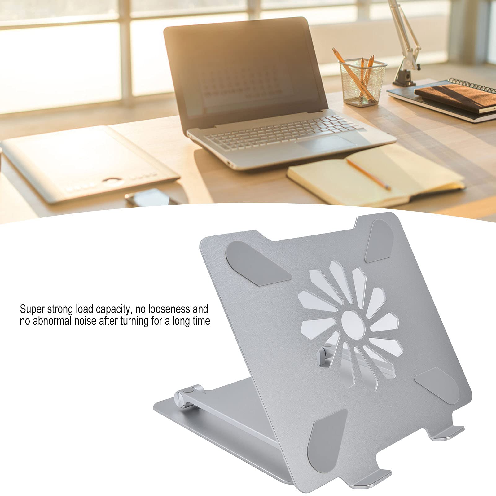 Supporto per laptop in lega di alluminio Altezza ergonomico Supporto per computer portatile Staffa di raffreddamento rialzata Argento