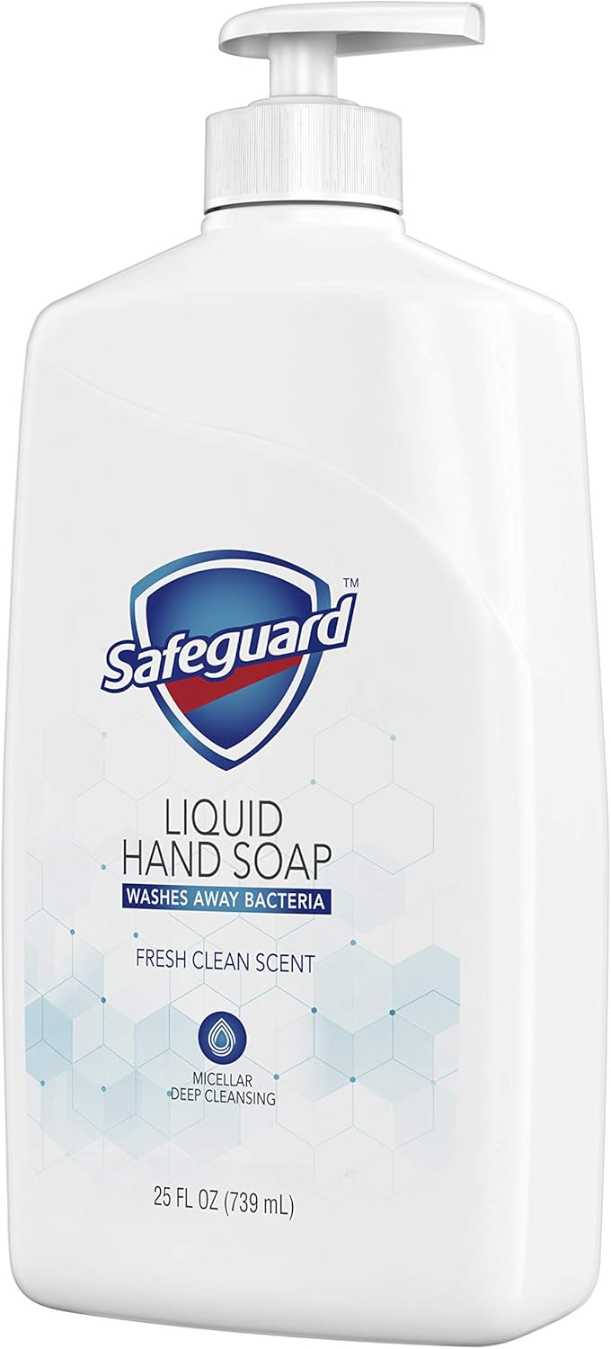 Safeguard Liquid Hand Soap, Micellar Deep Cleansing, Fresh Clean Scent | Washes Away Bacteria - 25 Ounce Bottle (Pack of 1)