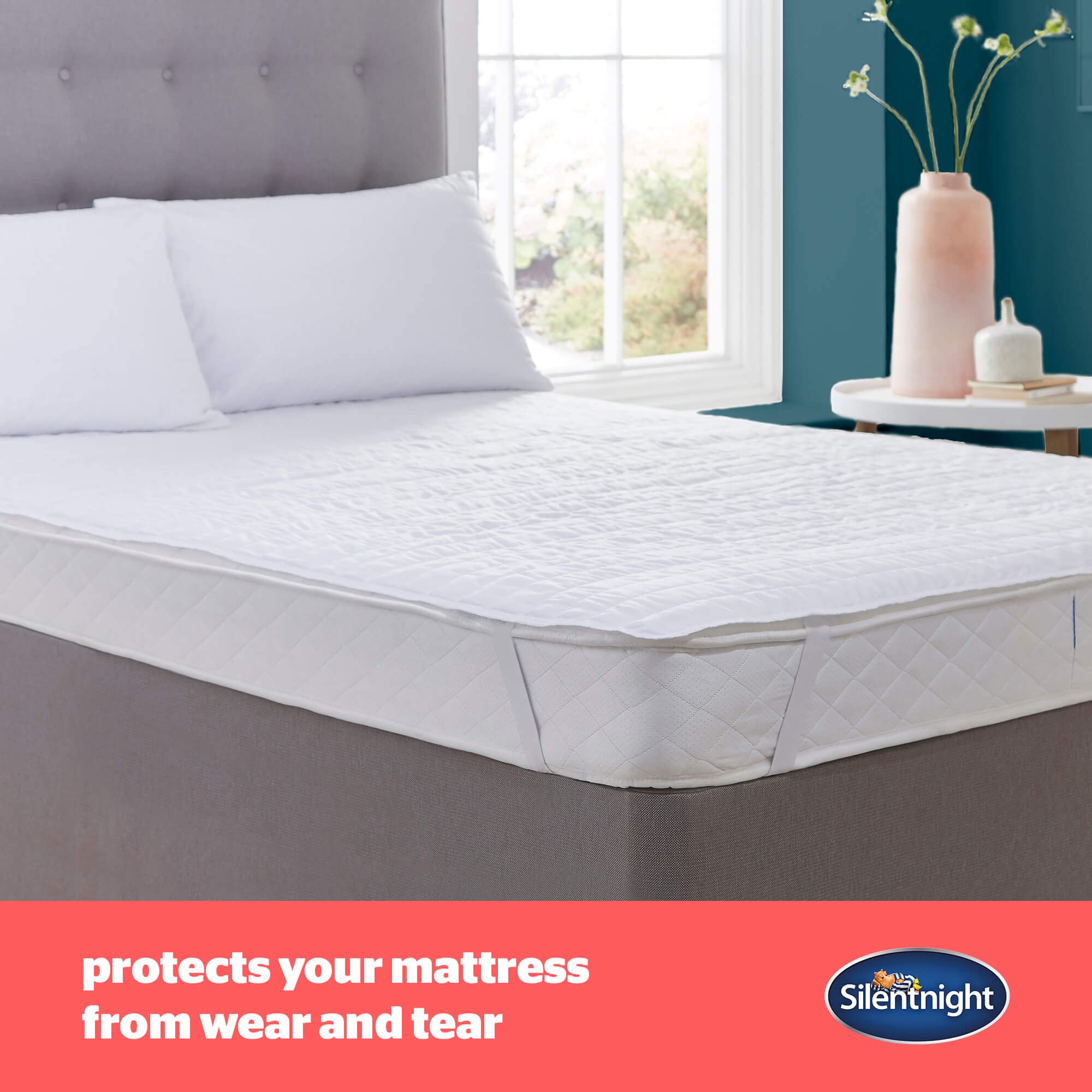 Silentnight Protège-matelas Matelassé En Polyester Avec Sangles élastiques Extra Profondes U2013 Hypoallergénique, Super Doux Et Lavable En Machine, Lit Simple, Blanc