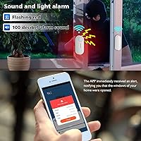 Vista 3 de Sensor de puerta inteligente WiFi, alarma inalámbrica con sensor de ventana de puerta, mini sensor de contacto para seguridad del hogar