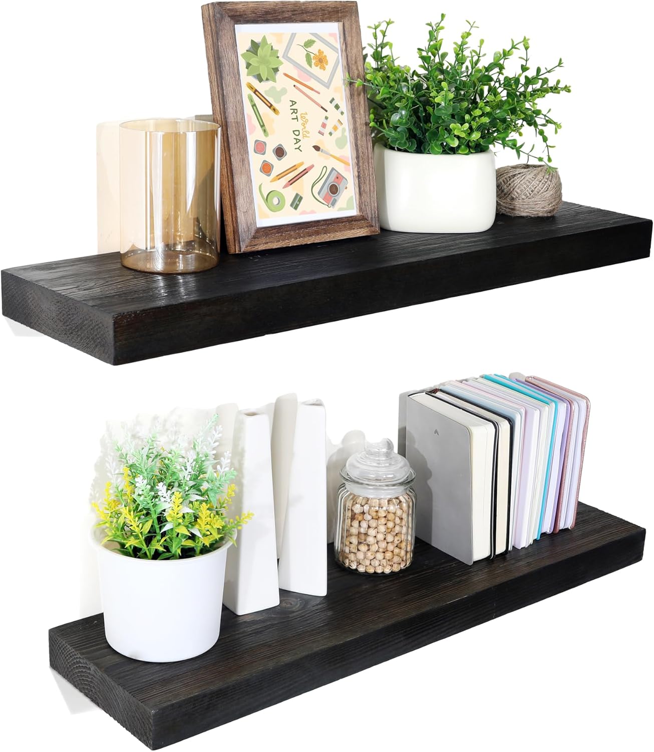 LaVie Home Floating Shelves, Floating Wood Shelves Set of 2