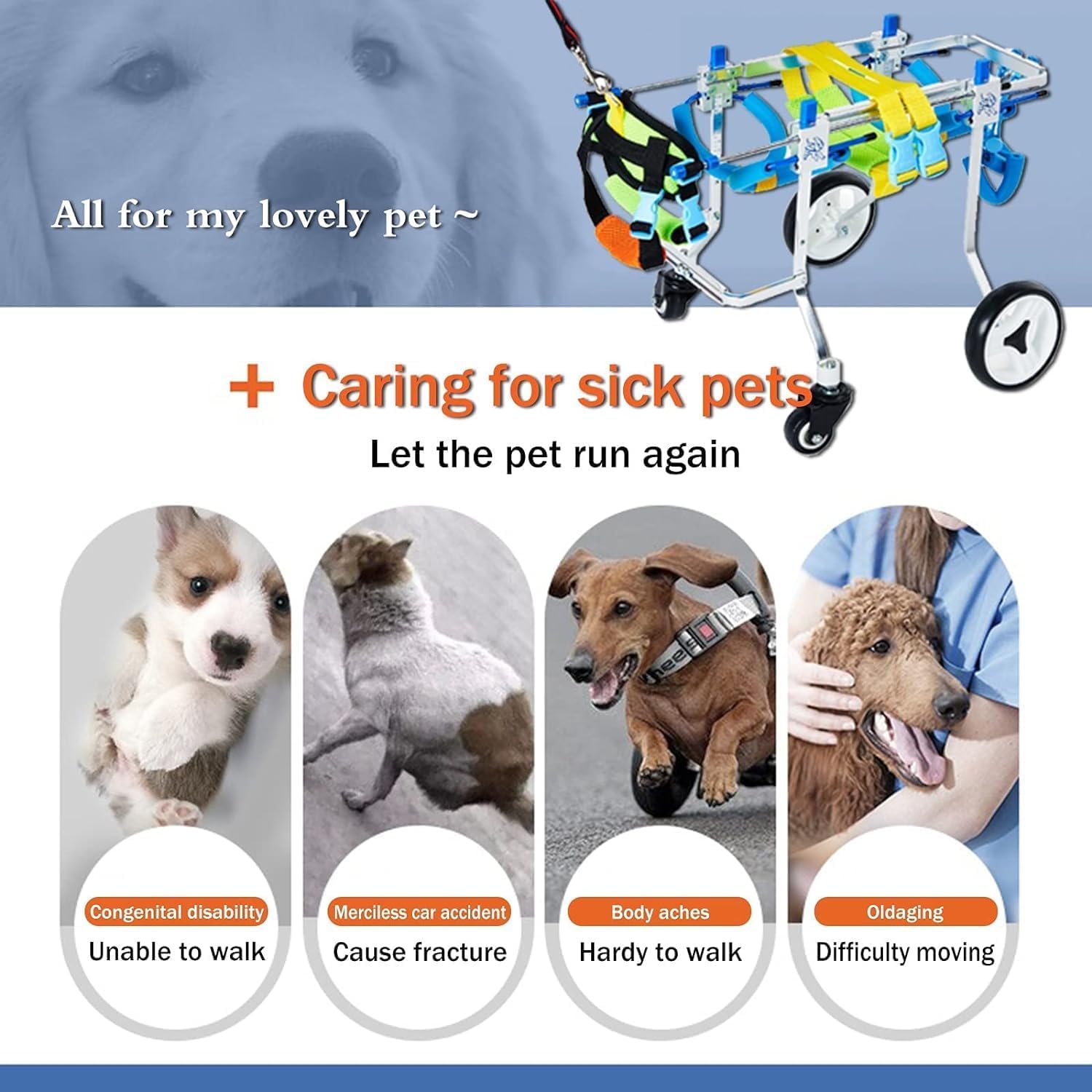 ペット用車椅子 アルミ合金製 4輪 Amazon.co.jp: 4輪ペット用車椅子 アルミ犬用車椅子 調節可能な犬用車