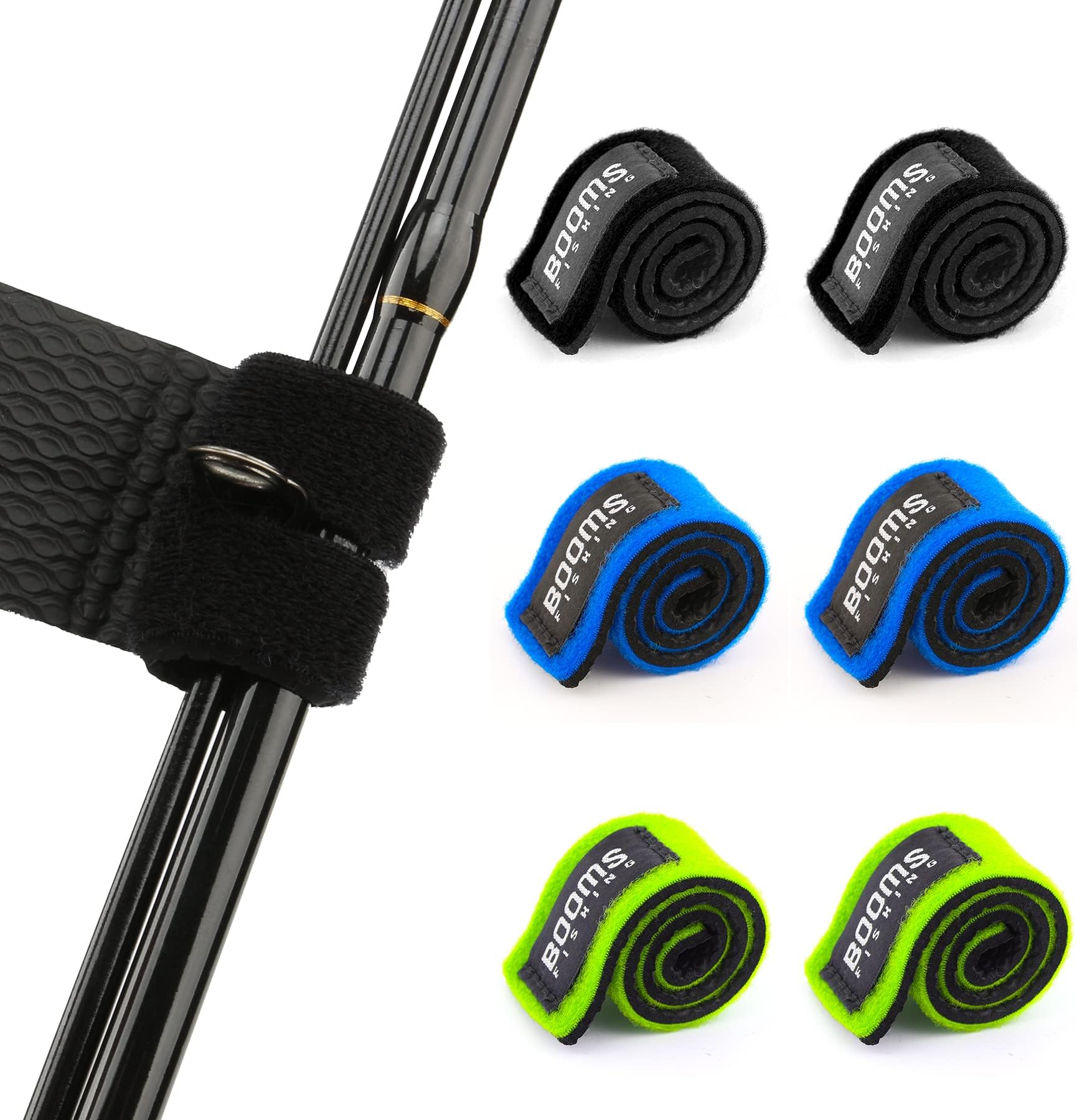 Booms FishingRS3 Fishing Rod Wrap Pole Straps, 6pcs
