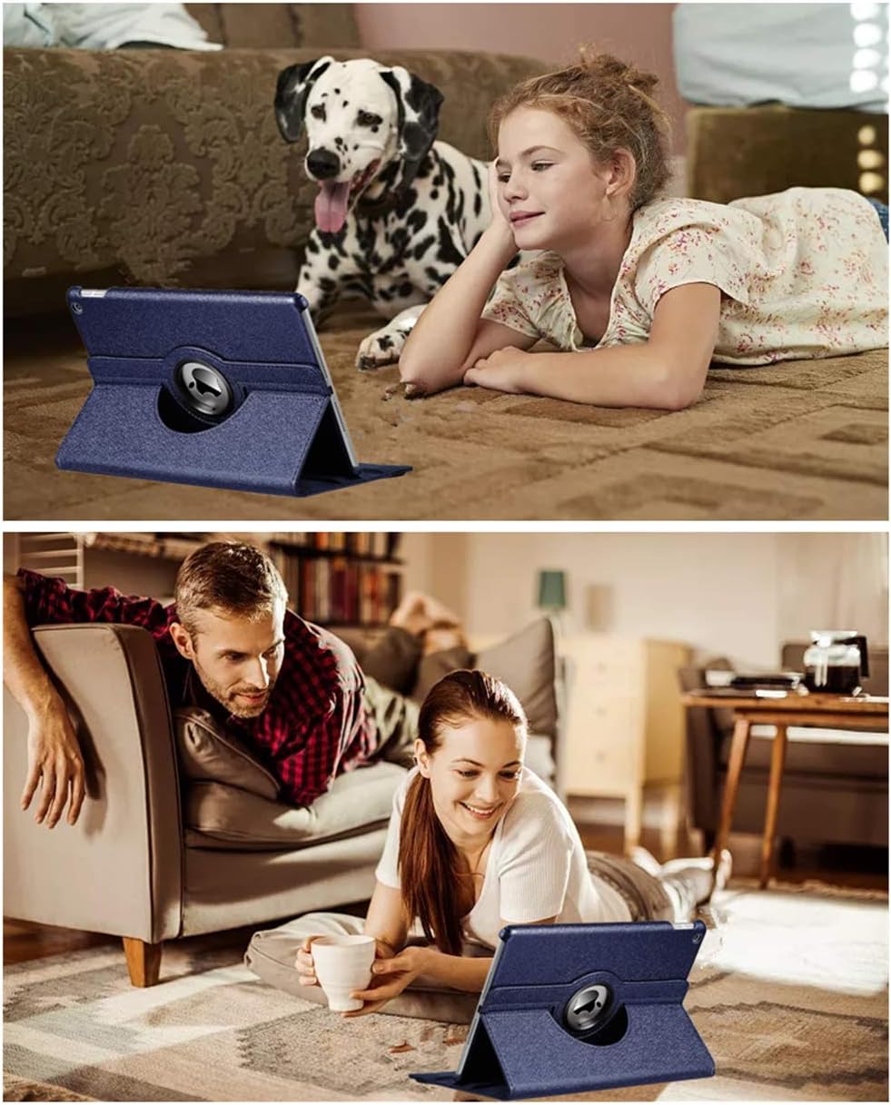 360°Rotating Case 10.2 Inch for New iPad 8th Gen (2020)/7th Generation (2019)- Smart Protective Stand Cover with Auto Sleep/Wake Function for Apple iPad Stand with Elastic Pencil Holder (Navy Blue)