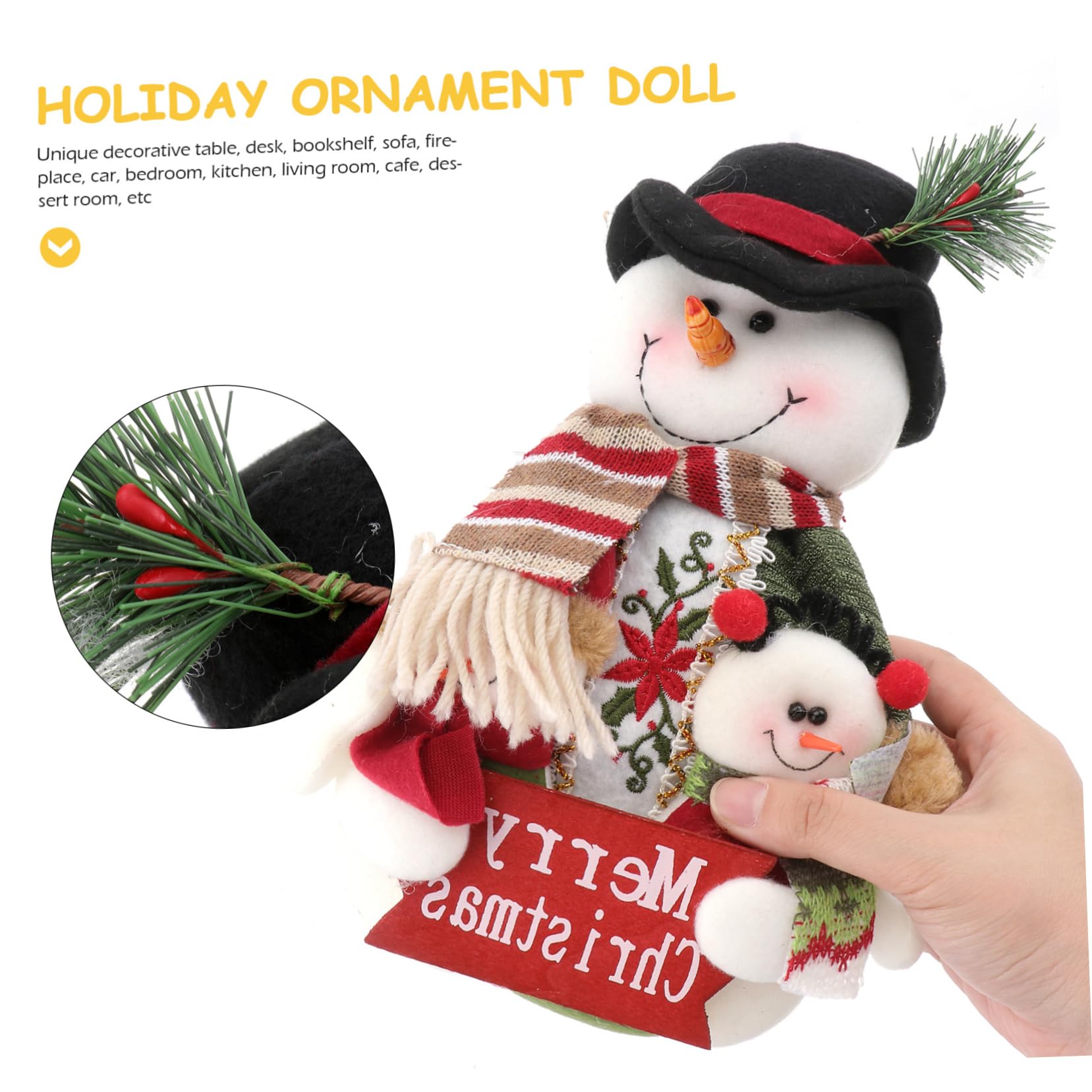 Abaodam 2 Piezas Adorno De Muñeco De Nieve Muñecas De Decoración Navideña Muñeca De Papá Noel Estatuilla De Muñeco De Nieve De Peluche Topper De Escritorio Bonecas Adornos Navidad Mayor