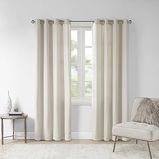 Madison Park Englewood 1-Panel Pack Window Curtain Dyed, Light Heathered Effect, Room Darkening, Grommet Top Easy to Hang, Fits up to 1.25" Diameter Rod, 50"x84" Natural