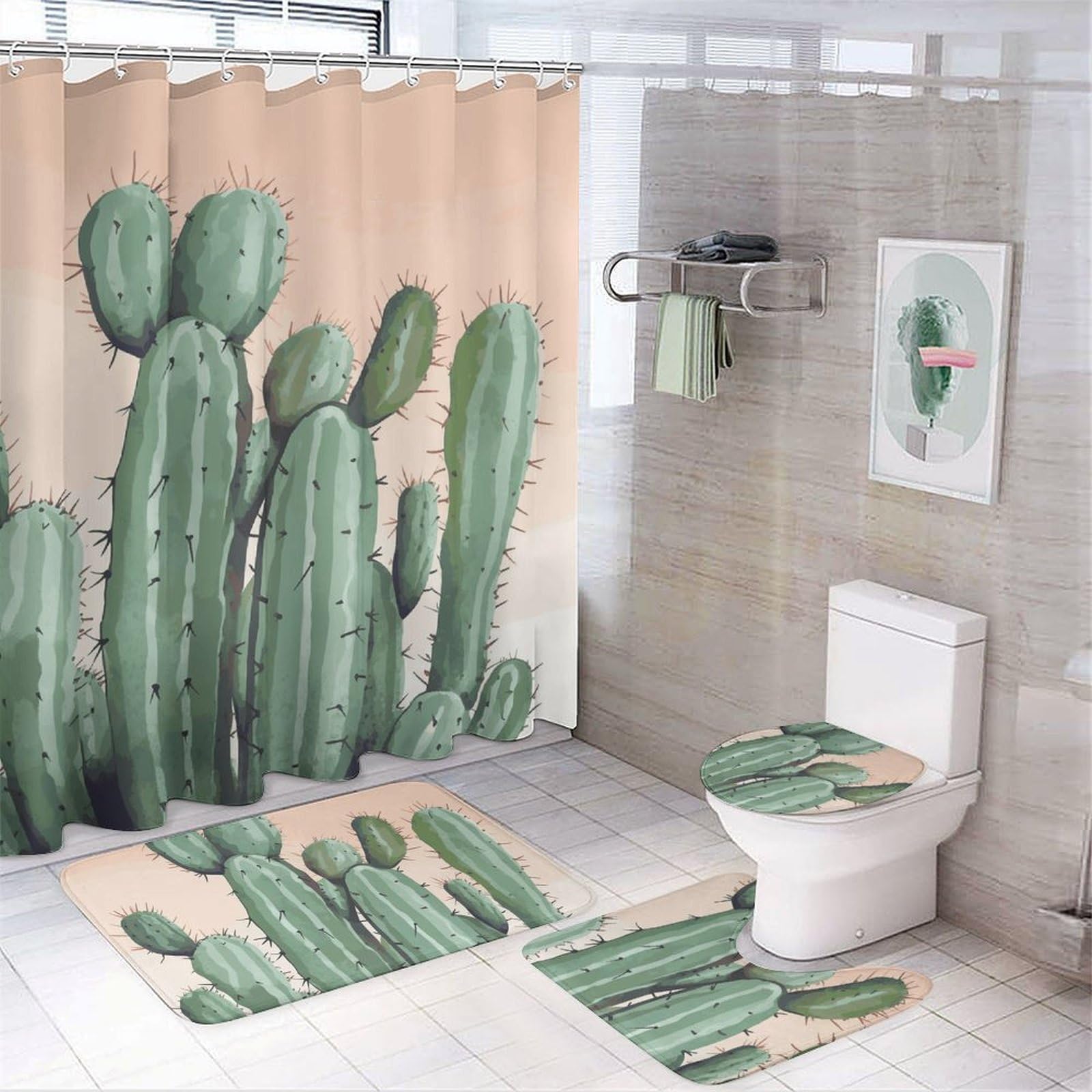 Ensemble rideau de douche vert aquarelle pour transformer votre salle de bain en spa