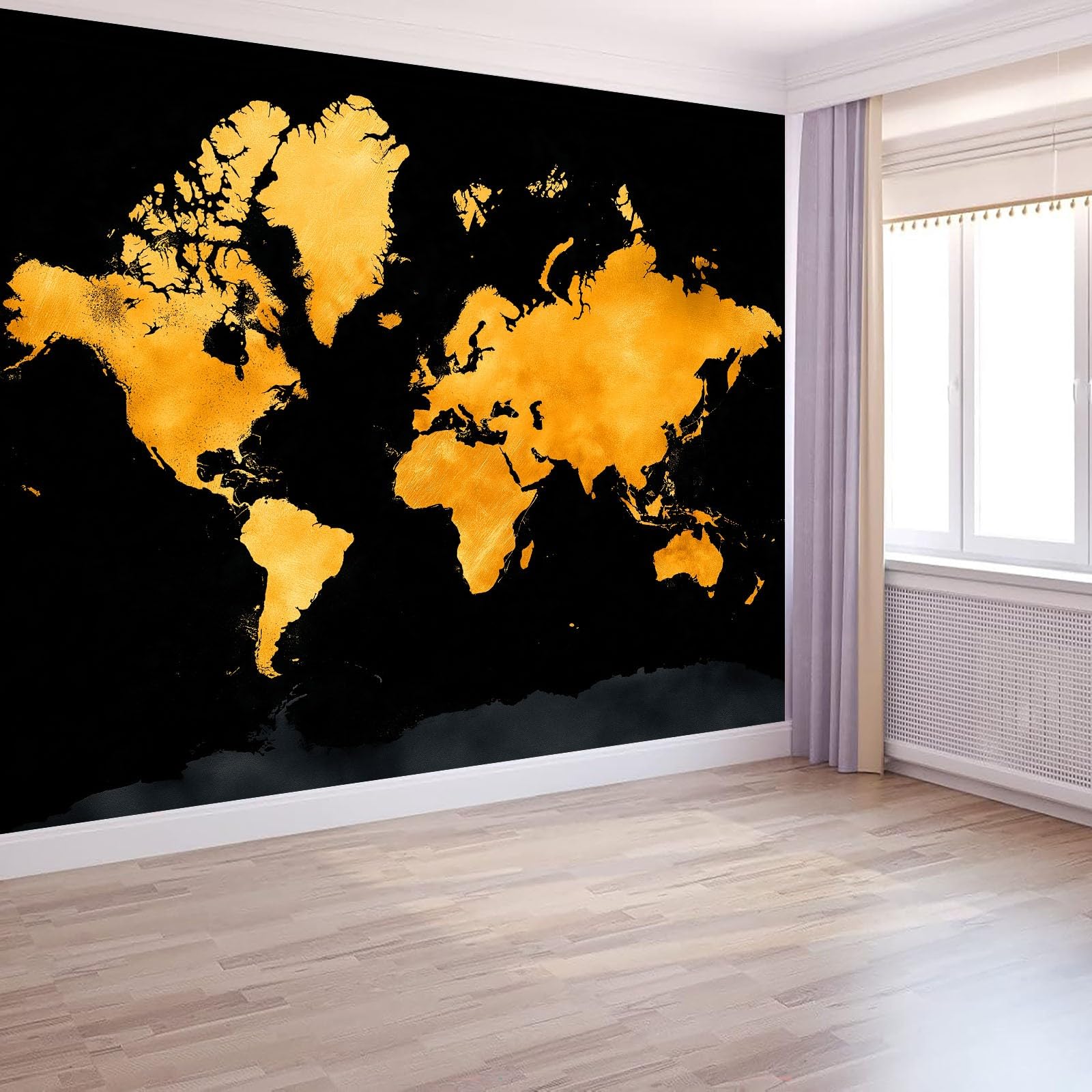 Générique Tapeta ścienna do sypialni minimalistyczna mapa świata 350 x 256 cm, plakat ścienny obrazy ścienne gobelin czarny salon pokój dziecięcy tło tapeta panoramiczna
