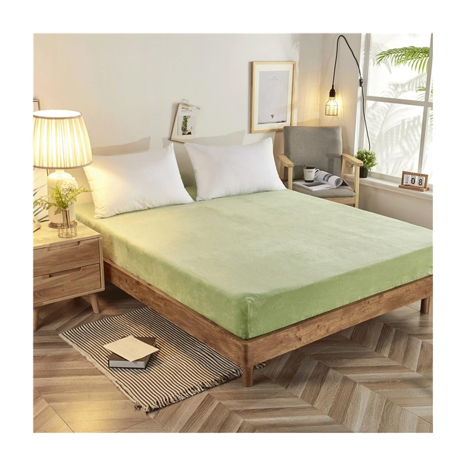 Sábana ajustable de franela PAHION con bolsillo de 25cm para camas de matrimonio e individuales