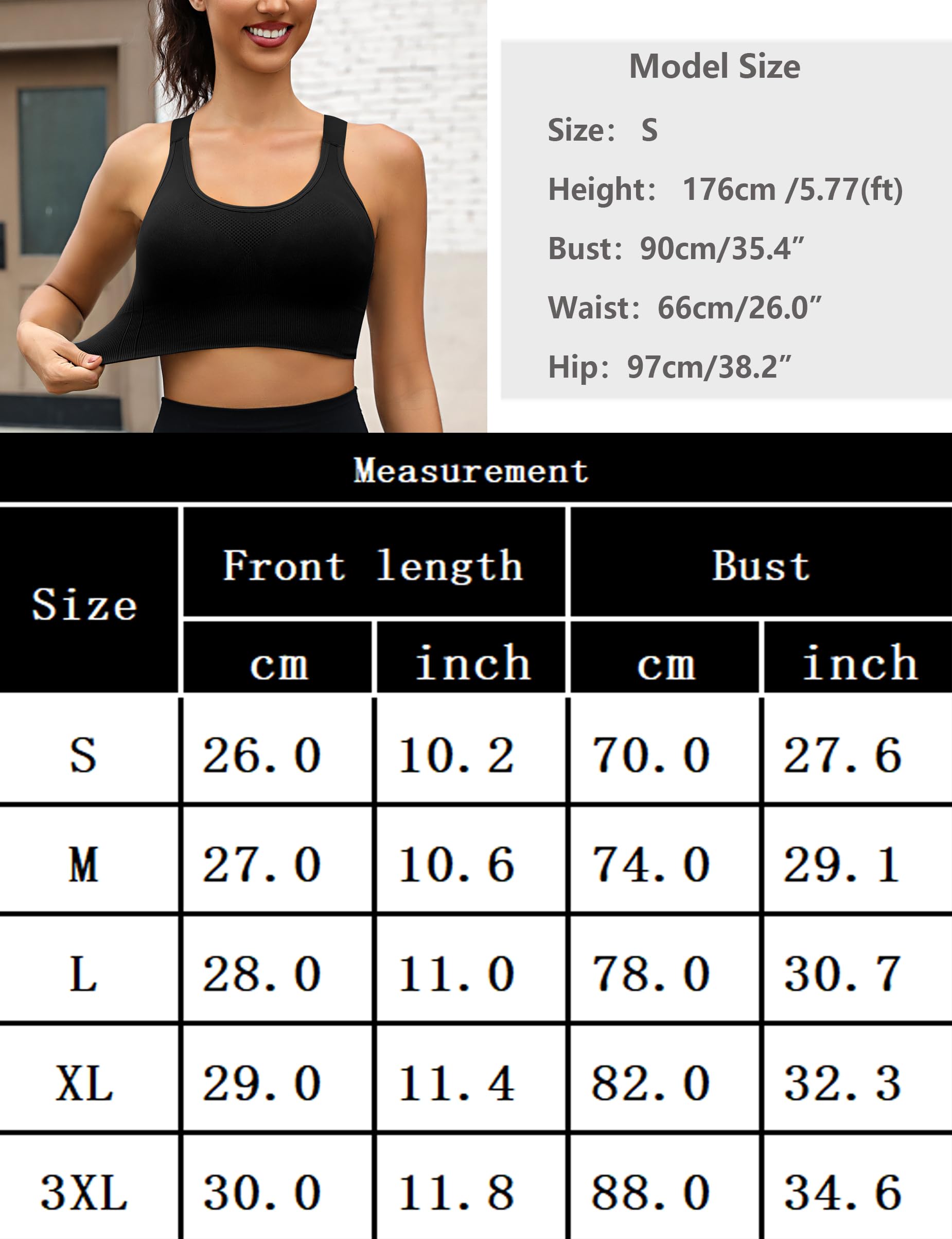 Litherday Sujetador Deportivo Mujer Alto Impacto Push Up Top Deportivo Sin Costuras con Espalda Ajustable Bra Deportivo de Alta Sujeción para Fitness Yoga Running y Entrenamiento S-XXL