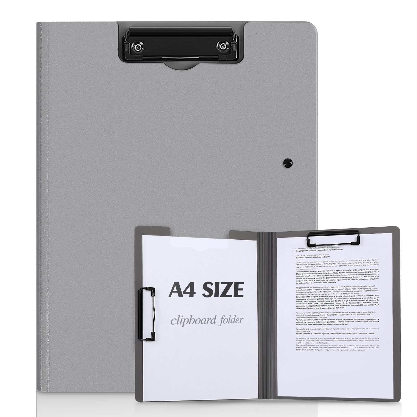 KONVINIT Clipboard A4 with Cover Foldover Clip Board with Double Clips Plastic Folding Clip Board Folder for School,Office,Home Document Organiser