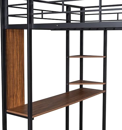 Miniatura 45 de Merax Litera individual de metal pesado con escritorio/barandilla de longitud completa para niños y niñas, no necesita somier, color negro 3#