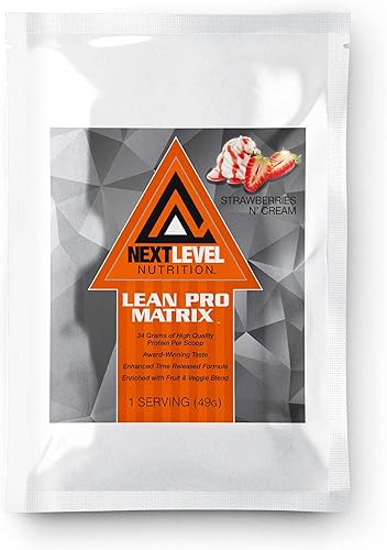 Lean Pro Matrix Protein Travel Packs por Next Level Nutrition Fresas y crema Suministro de 7 días