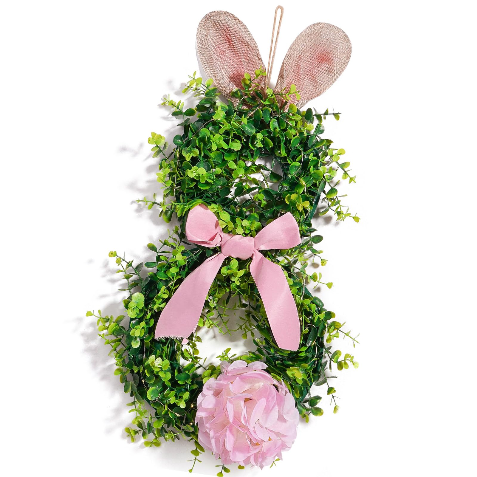 Kalttoy Artificial Wreath with LED Light for Indoor and Outdoor Spring Wreath Hanging Decoration for Wedding Holiday Decoration Spring Festival