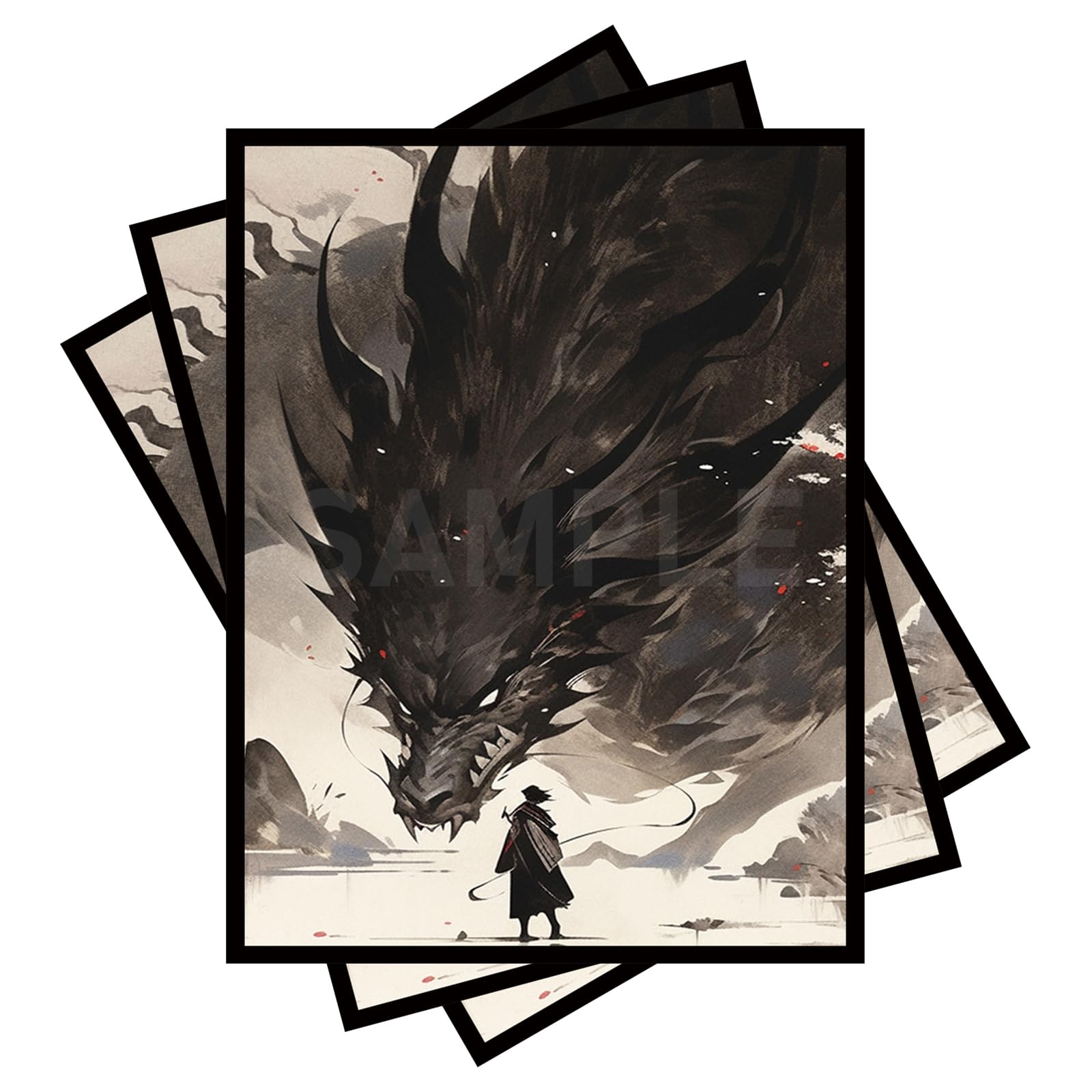 100 PCS TCG/MTG Card Sleeves, Sleeves Size is 2.6 x 3.6 in Applicable to OCG CCG DTCG PTCG, Fit Standard Size Cards - Black Dragon