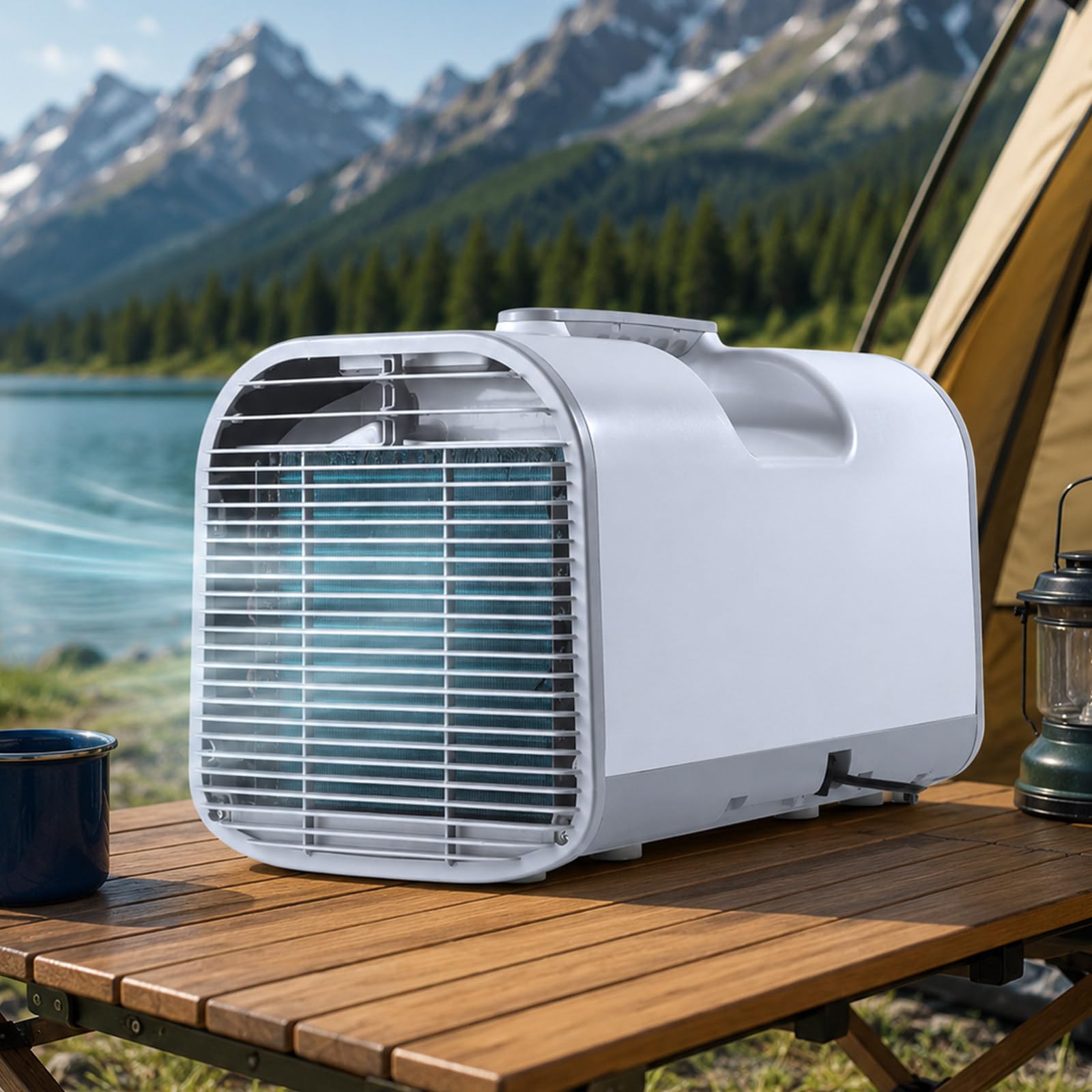 pealiritansemen Tent Air Conditioner 4777 BTU, Portable Camping AC Unit with Compressor Cooling, Dehumidifier, Fan and Sleep Modes, AC/DC Power for Caravan, Campervan, Van and Small Room