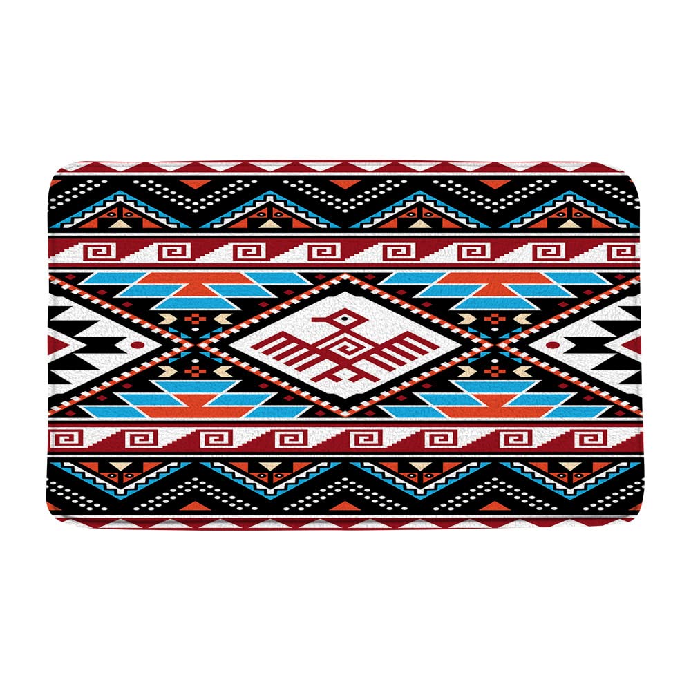 Sunhe Print Microfiber Memory Foam,Native American Aztec Colorful Southwestern Navajo Abstract Retro Tribal Geometric Boho Soft Home Office Door Bathroom Mat/Bath Rugs