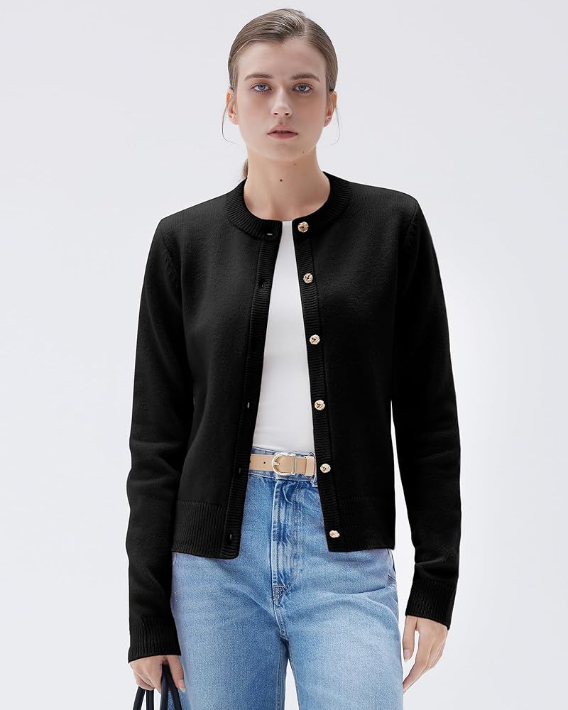 SUUKSESS Women Chunky Cashmere Cropped Cardigan Sweaters