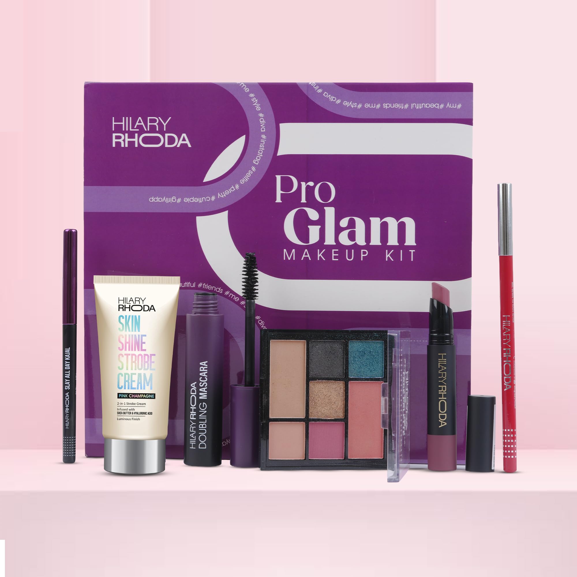 hilary rhoda pro glam makeup kit | makeup combo kit | makeup kit for women | beauty gift hamper | festive makeup gift set | makeup box for women & students | all skin types