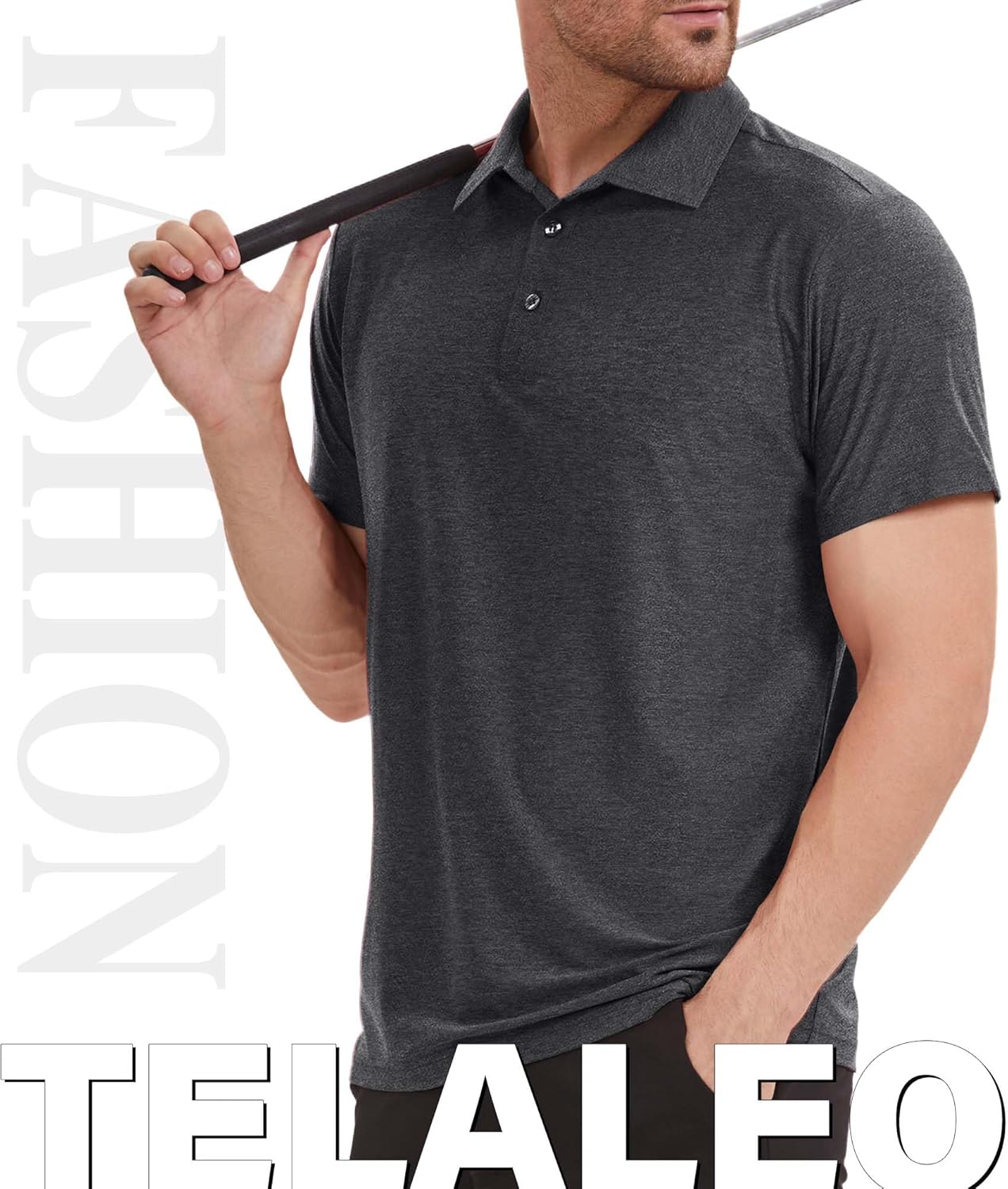 TELALEO 2 Pack Mens Polo Shirts UPF 50+ Quick Dry Performance Golf Summer Shirts Collared Moisture Wicking - Image 5