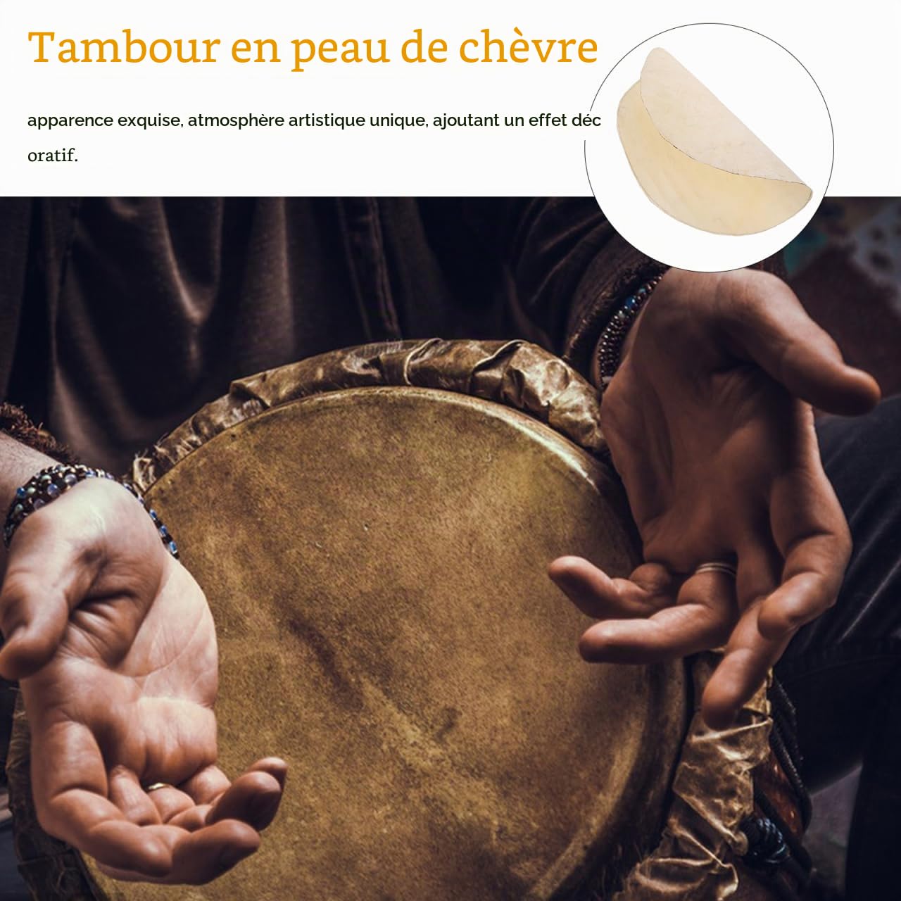 Sosoport Peau De Tambour De Chèvre 17.72 Pouces Tête De Remplacement Pour Tambours Africains Djembé Et Percussions À Main Son Authentique Durable