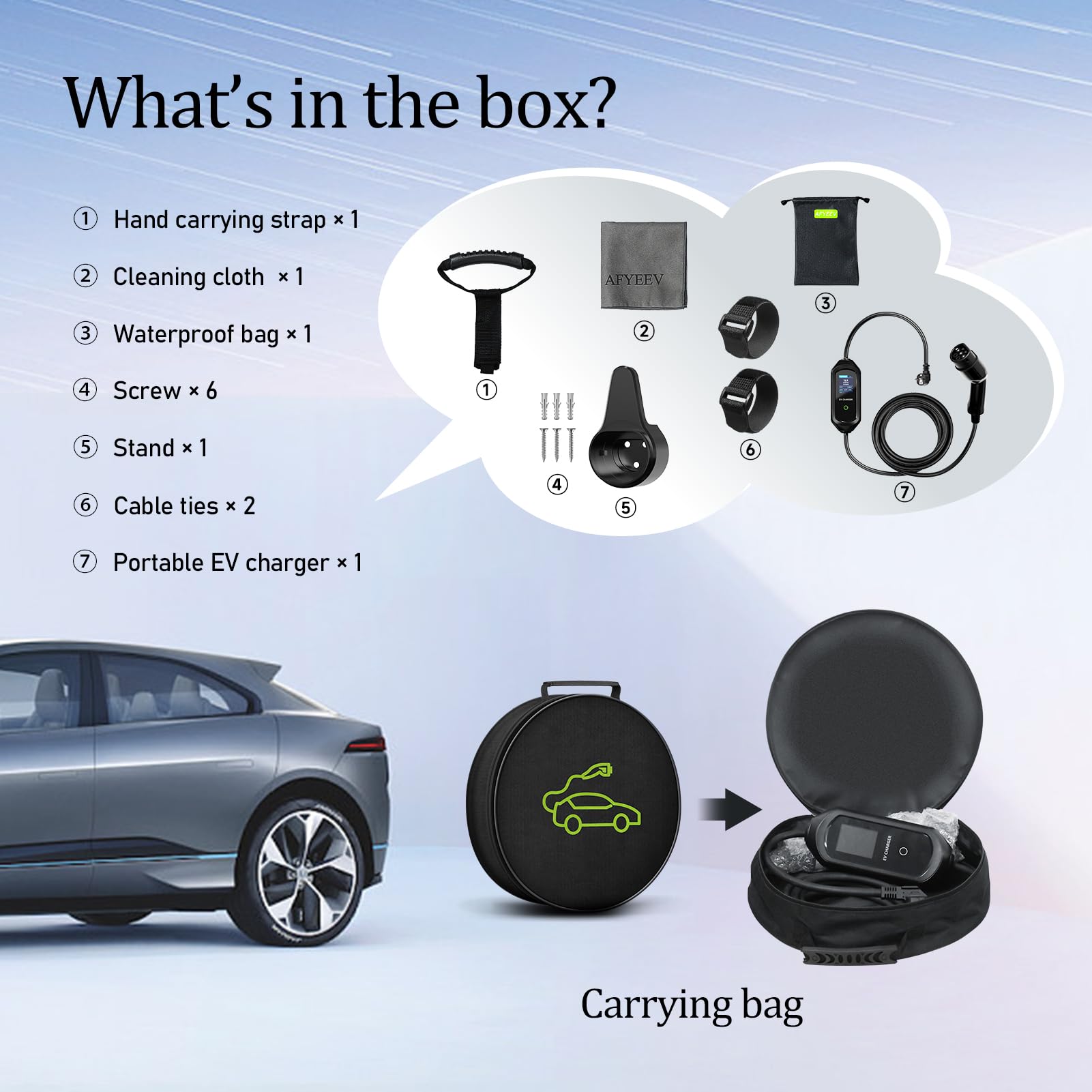 Cavo Ricarica Auto Elettrica Tipo 2 Schuko, 6/8/10/13/16A 3.6kW, Ricarica Auto Elettrica Portatile, Cavo Ricarica Auto Elettrica Tipo 2 con Borsa, IEC 62196-2, 8M