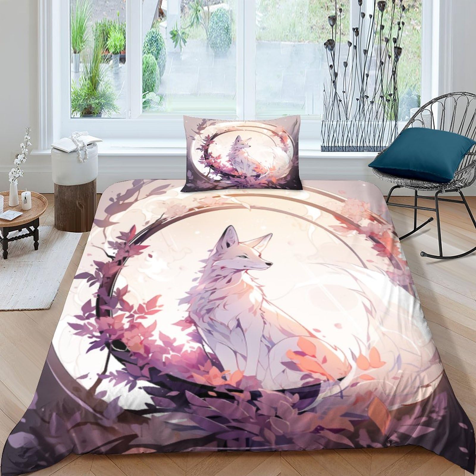 Housse de couette renard anti-plis et facile à laver en machine 135x200