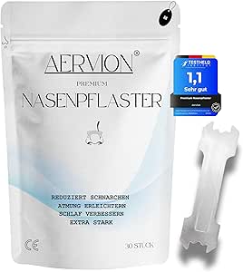 AERVION® Premium Nasenpflaster Transparent 30 Stück | Extra starker Halt für bessere Atmung & Schlaf | Gegen Schnarchen & verstopfte Nase | Hautfreundlich & Tragegefühl Nasal Strips (M (55x17mm))