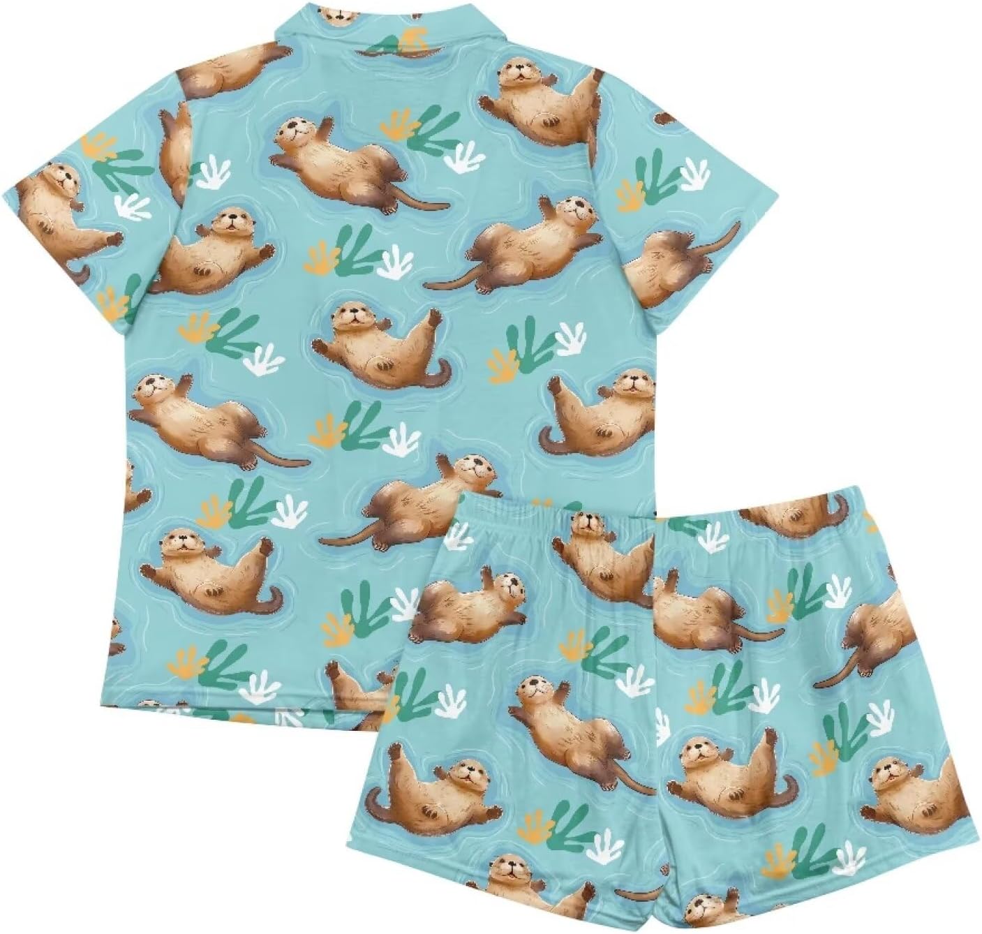 TOADDITDO Women's Pajamas 2 Piece Button Down Sleepwear Casual Short Sleeve Top and Shorts Lounge Sets with Pockets - Image 5