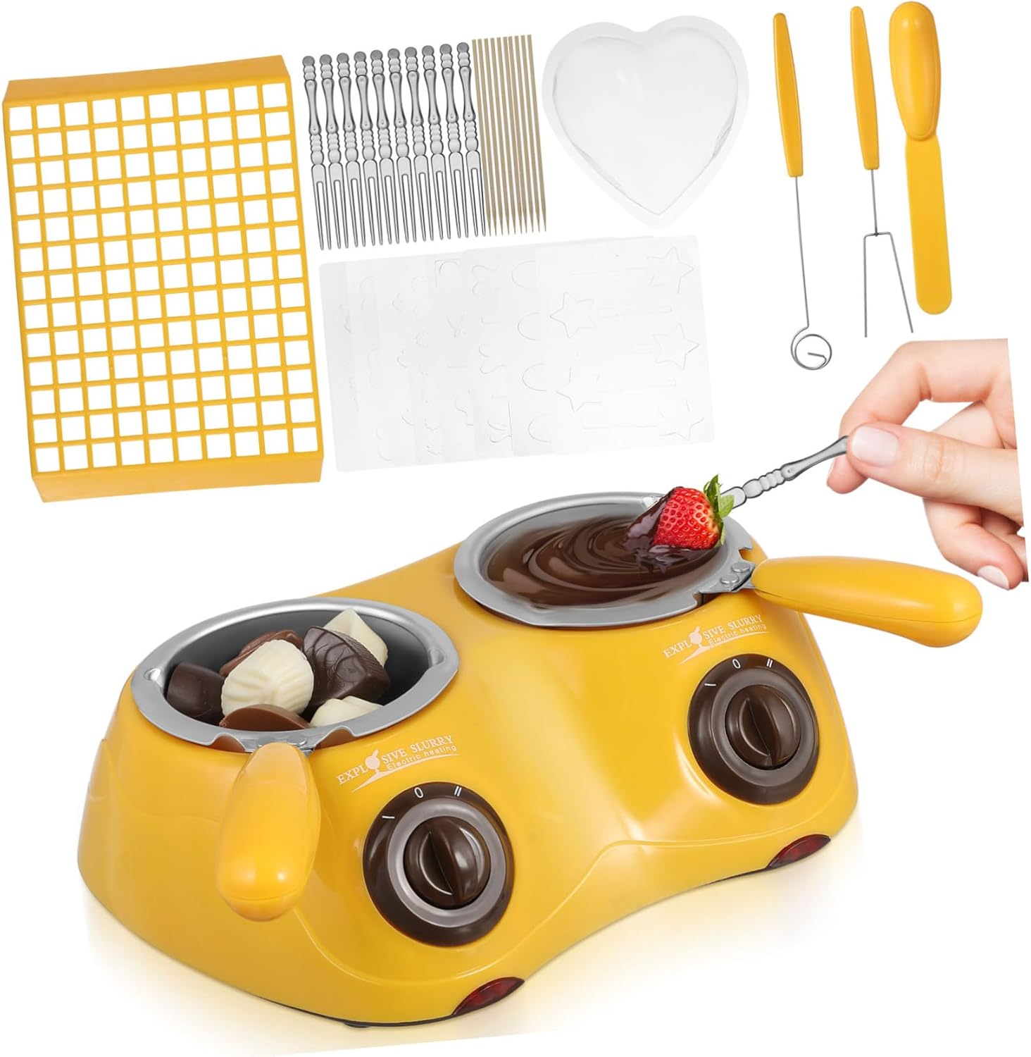 Unomor Electric Chocolate Melting Pot with DIY Molds Double Boiler for Chocolate Melting 110V US Plug for Candy Making and Fondue Easy to Clean Versatile