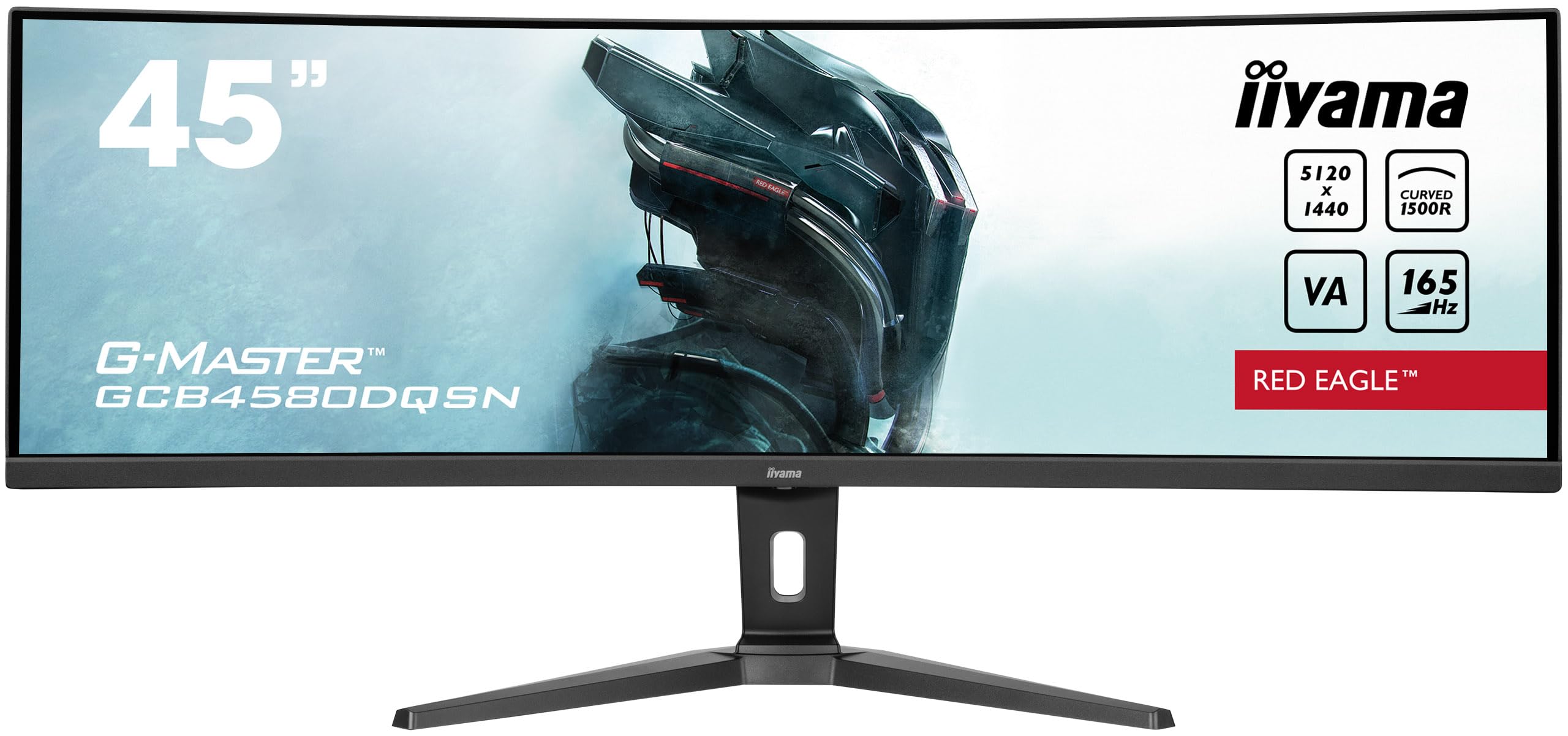 iiyama G-Master Red Eagle GCB4580DQSN-B1 Curved 113cm 45" VA LED-Monitor DQHD 165Hz HDMI DP USB3.2 USB-C Dock 0.8ms 90W RJ45 (LAN) KVM-Switch HDR400 Höhenverstellung FreeSync schwarz