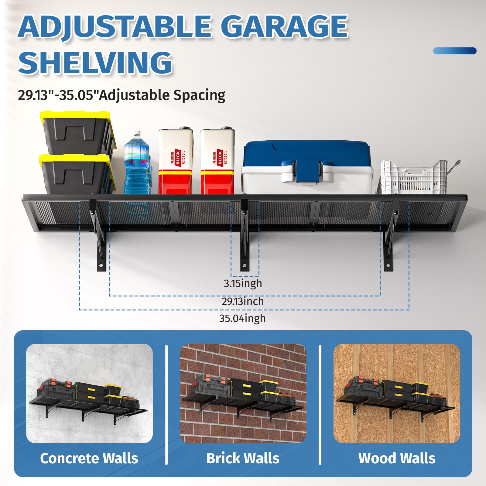 WelcometoOYENBBOI 2 Pack Garage Wall Shelving,46'X 12.5' Garage Shelving Wall Mo — product photo