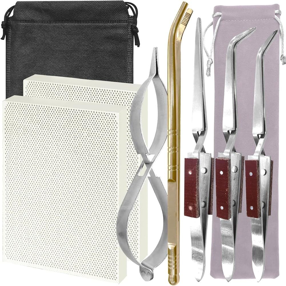 Kit de soudure complet avec 2 blocs en céramique nid d'abeille et brucelles