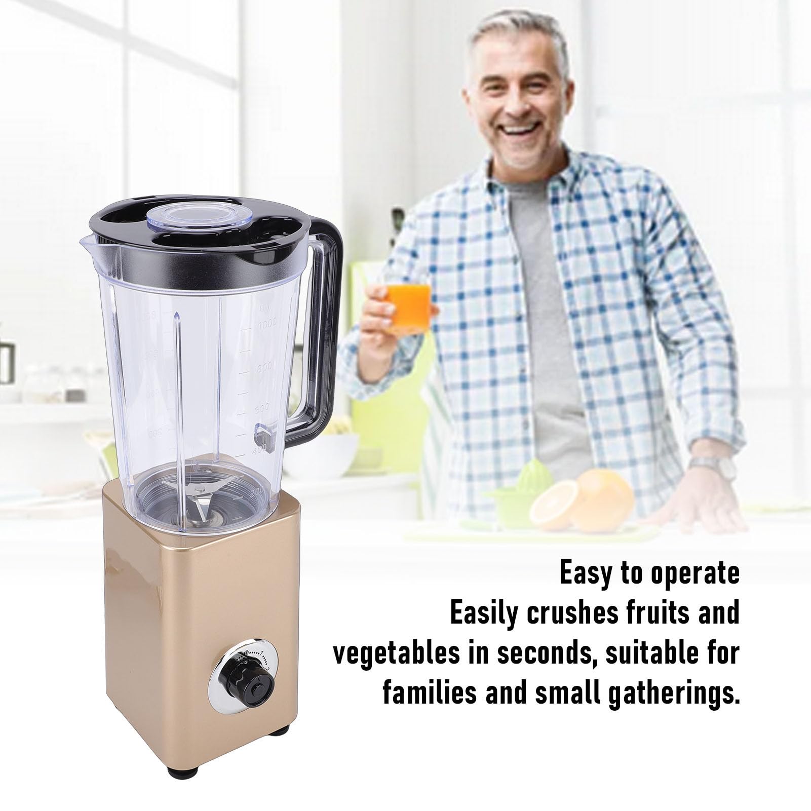 HEEPDD Blender Elektryczny, Blender Nablatowy z Pojemnikiem 1000 Ml, Idealny do Kuchni Rodzinnej i Małych mieszkań Elektryczny, Plastikowa Sokowirówka 300 W, Smoothie Nan Gospodarstwa Domowego