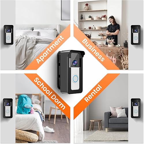 Miniatura 9 de Satisure Soporte de timbre de video antirrobo sin taladro con ángulo ajustable de 45 a 135, 2 soportes tipo timbre con montaje en puerta y montaje