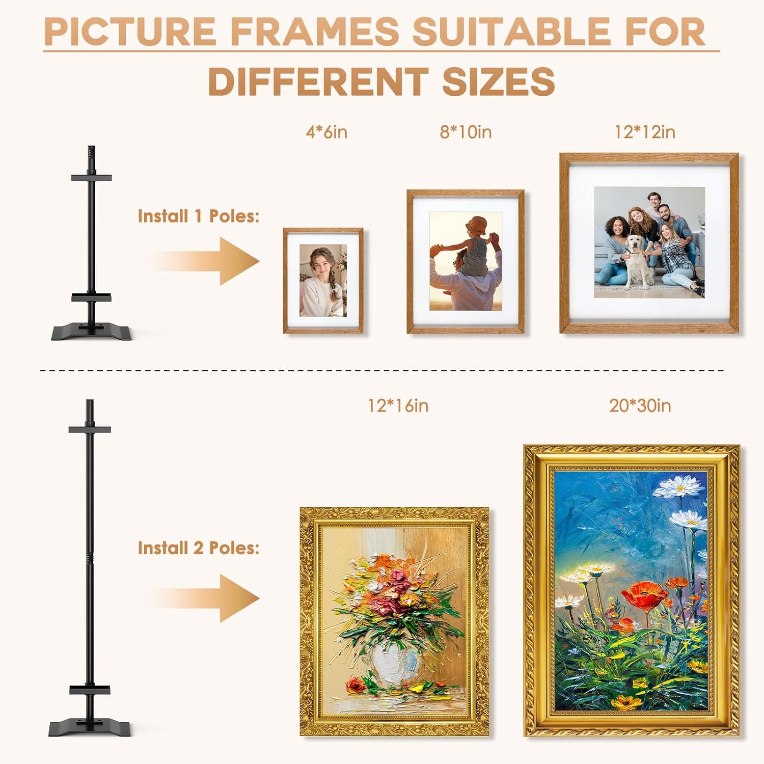 USION Adjustable Tabletop Easel Stand, Picture Easels for Display Up to 30" H, Heavy duty Metal Picture Frame Holder Stand Table top for Art, Photo, Canvas(Black) - Image 5