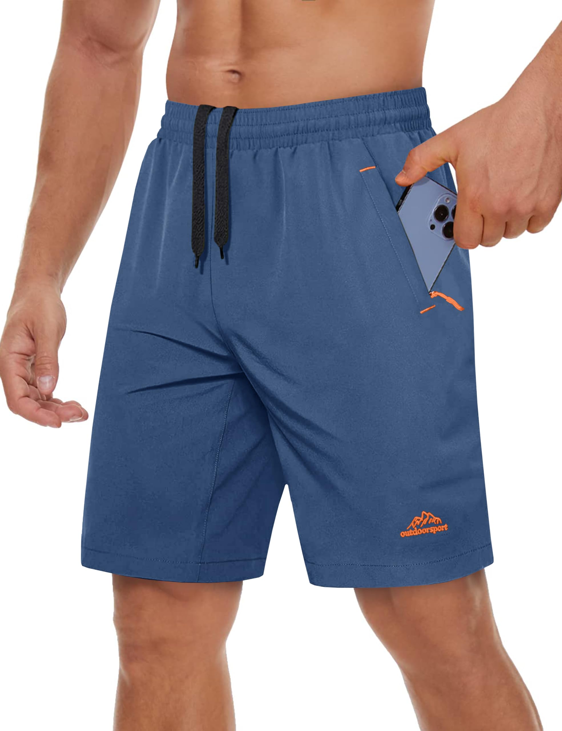 TACVASEN Men's Quick-Drying Training Shorts, Running Shorts, Breathable Sports Shorts with Zip Pockets — view 8