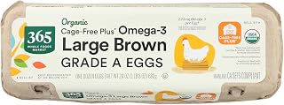 365 by Whole Foods Market Organic Omega-3 Large Brown Grade A Eggs, 12 Ct - USDA Organic Cage-Free