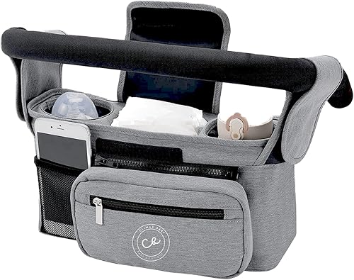 Organizador universal para cochecito Portavasos, bolsa frontal desmontable con correa para el hombro Organizador inteligente de bolsas de