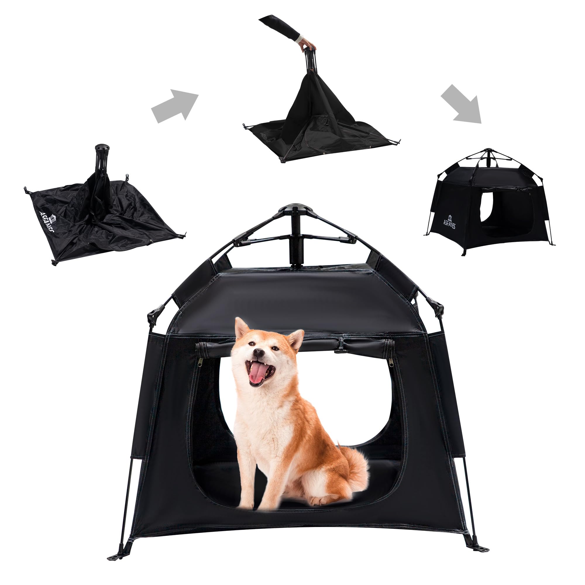 Outdoor Waterproof Pet Automatic Camping Tent, Pop up Cave Bed for Indoor Cats and Small Dogs, Portable Cat House Dog House, Black.