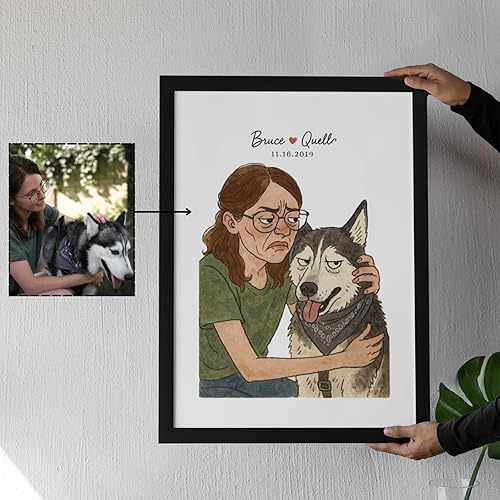 Miniatura 16 de Giantbighands Póster de Retrato Personalizado de Mascota Retro - Regalos para Amantes de Mascotas, Póster de Retrato Acuarela Personalizado de Perro