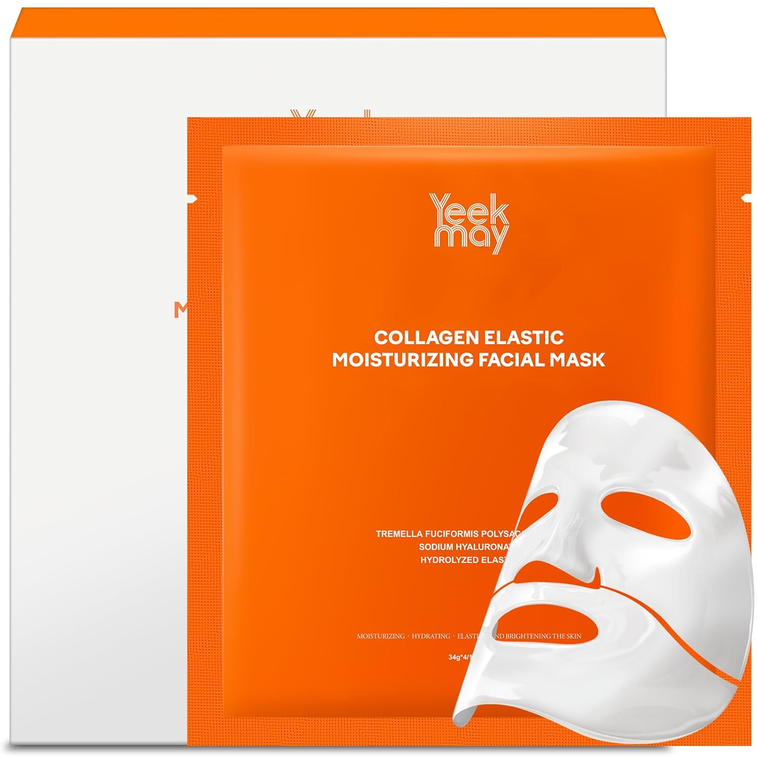 Collagen Real Deep Mask, Original Hydrating Face Mask, Pore Minimizing Elasticity Improvement Facial Sheet Masks for Women Skin Care, 34g x4ea